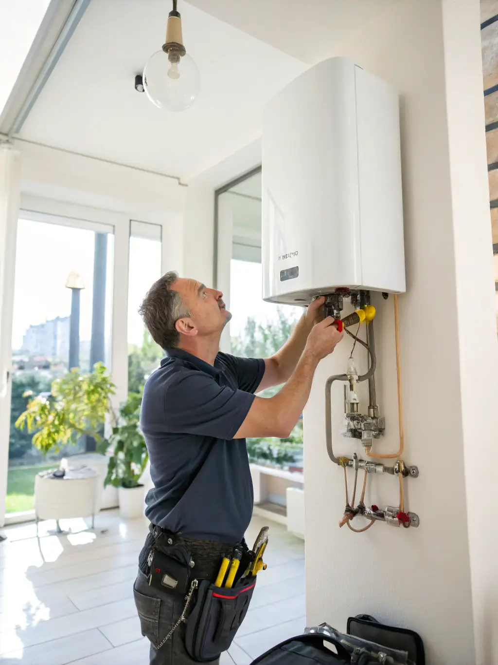 A Saunier Duval boiler installation in a newly renovated kitchen in Cartagena, emphasizing the company's ability to handle new installations.
