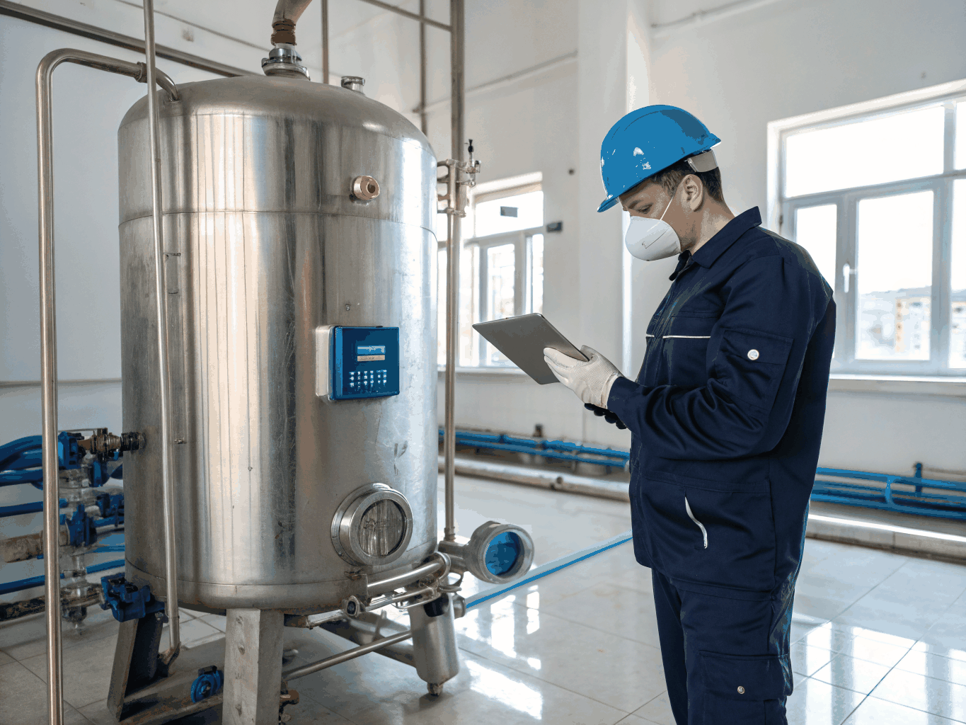Técnico especializado utilizando equipo de detección de fugas